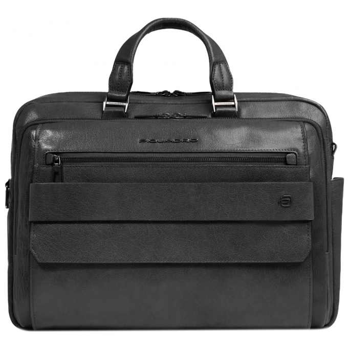 Деловая сумка мужская PIQUADRO SOLM с отделением для ноутбука 14" черная натуральнаякожа CA7025S141/N